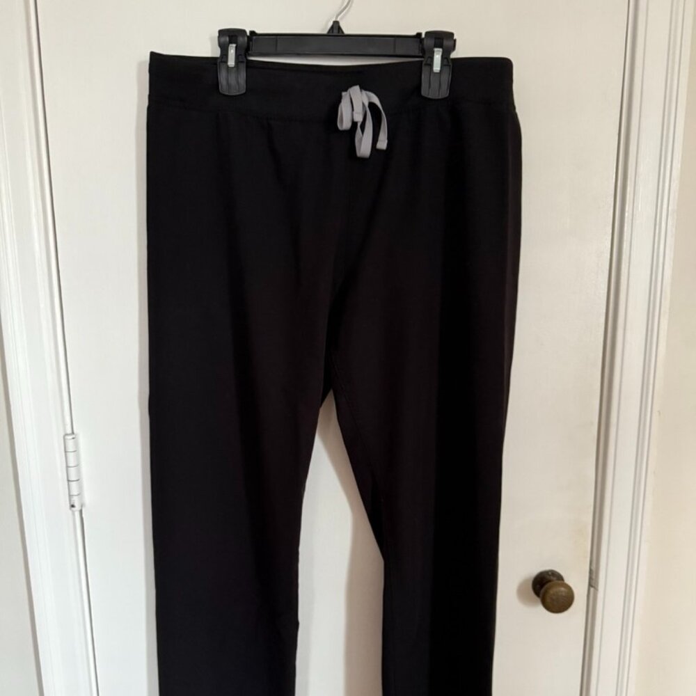 Figs Black Pants with Gray Drawstring